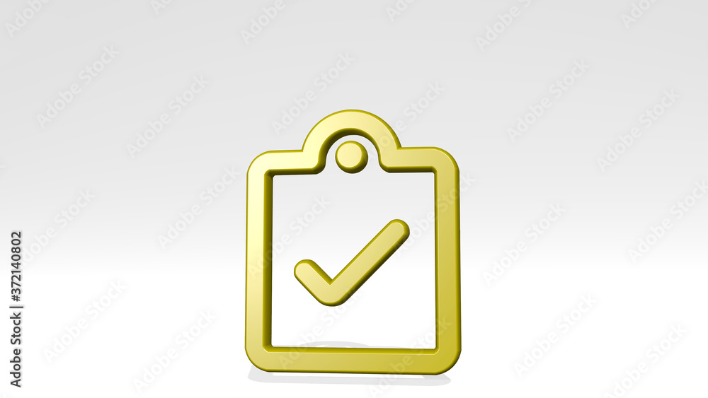 Poster task list check 3d icon casting shadow, 3d illustration for business and concept