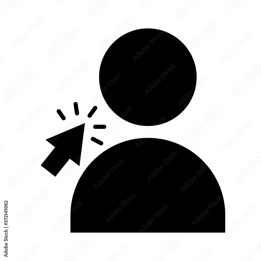 Poster avatar user with arrow cursor silhouette style icon