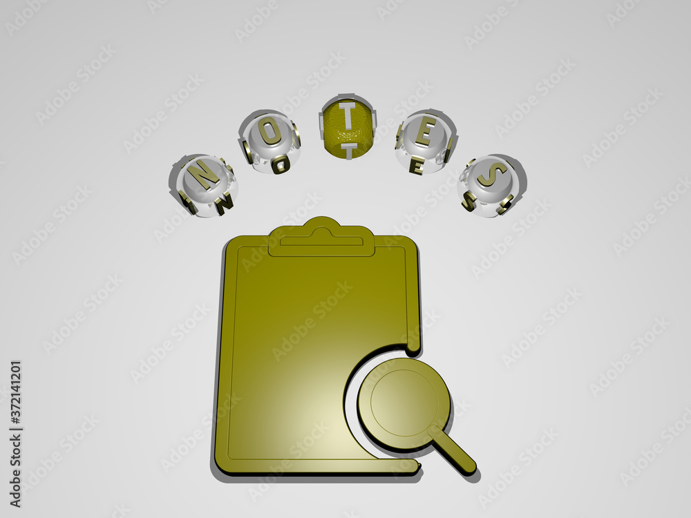 Poster notes circular text of separate letters around the 3d icon, 3d illustration for background and busin
