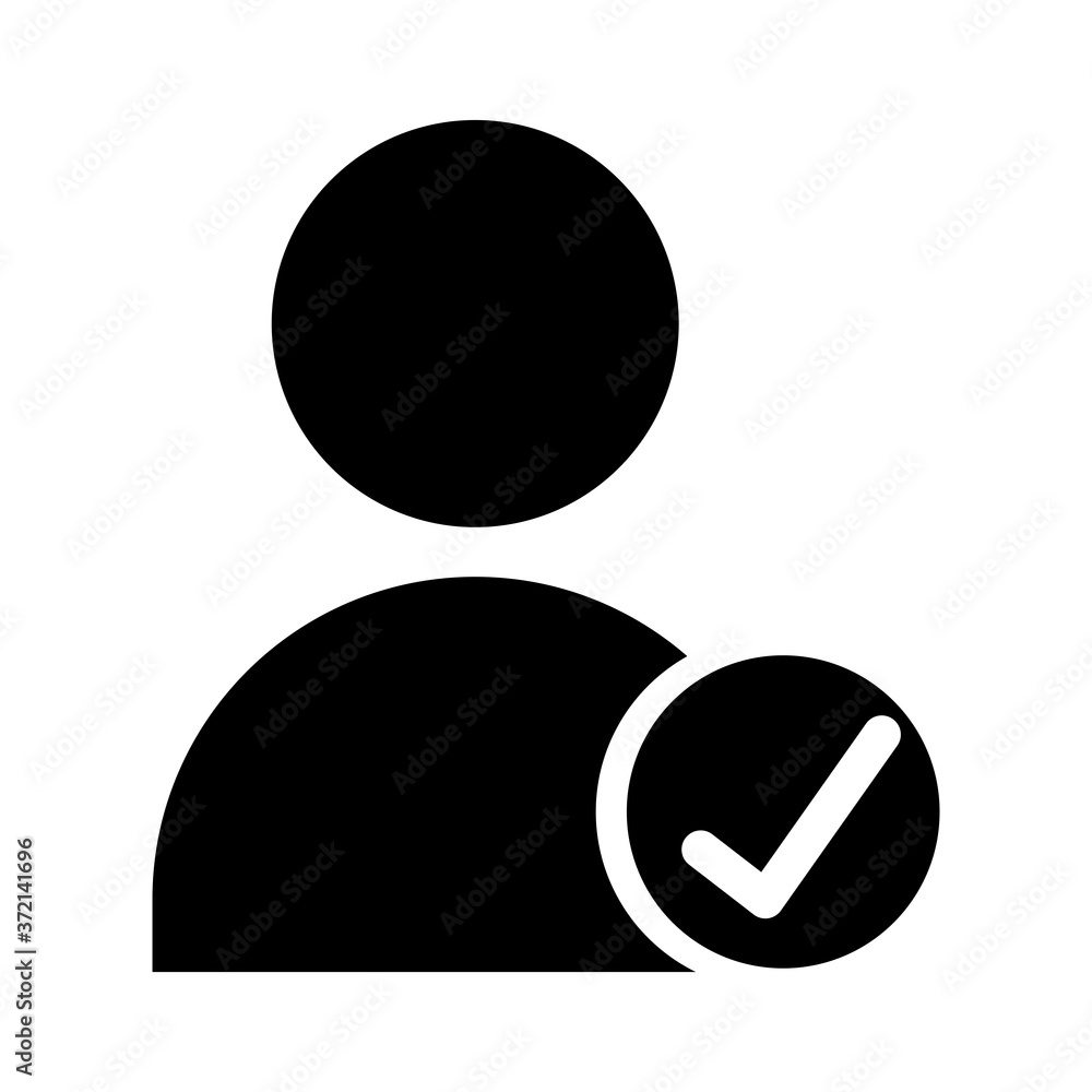 Poster avatar user with check symbol silhouette style icon