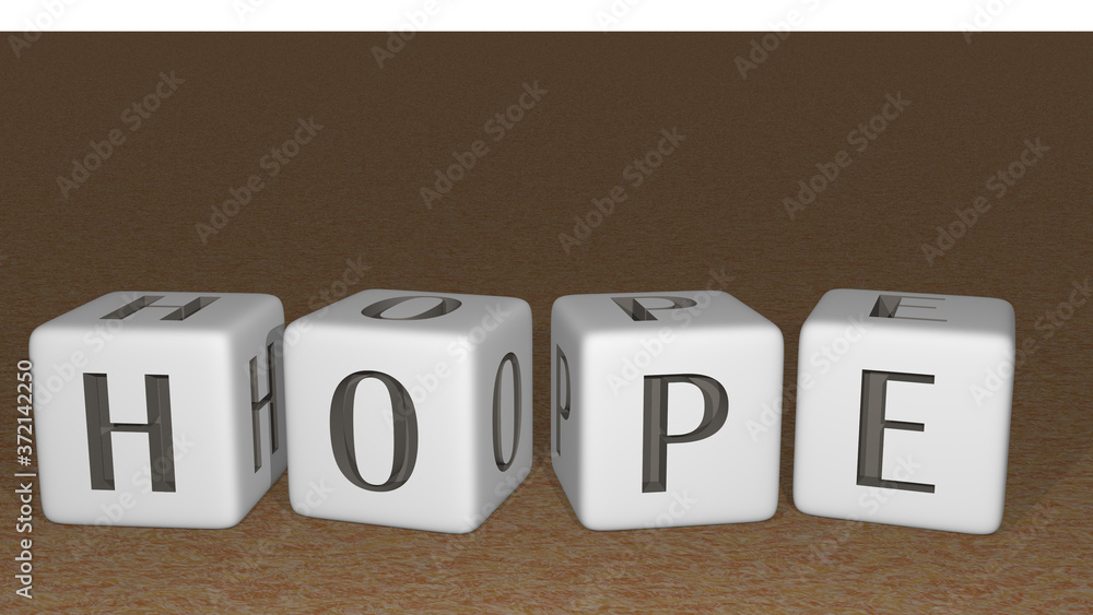 Poster hope built by dice letters and color crossing for the related meanings of the concept by 3d renderin