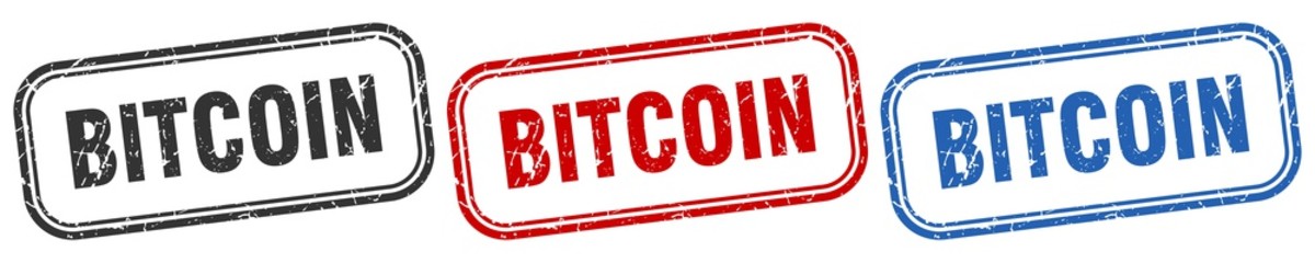 bitcoin square isolated sign set. bitcoin stamp
