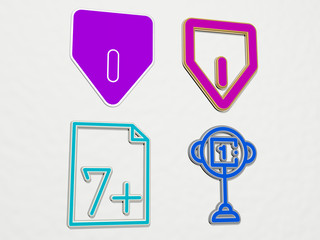 MARK 4 icons set, 3D illustration for background and design