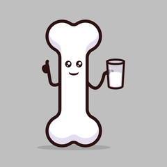Cute simple and minimalist bone organ mascot design illustration 