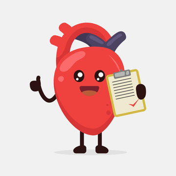 Cute cardio heart organ mascot design illustration