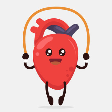 Cute cardio heart organ mascot design illustration