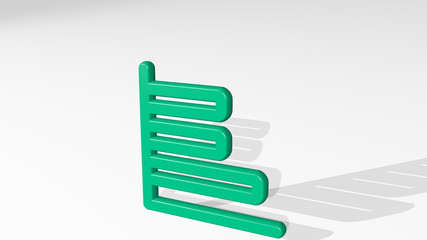 ANALYTICS BARS HORIZONTAL 3D icon casting shadow, 3D illustration for business and concept