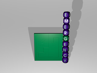 EMERGENCY text beside the 3D icon, 3D illustration for care and background