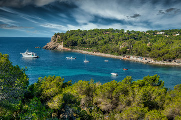 Fototapeta na wymiar Cala Jondal beach in Ibiza - Balearic Islands- Spain