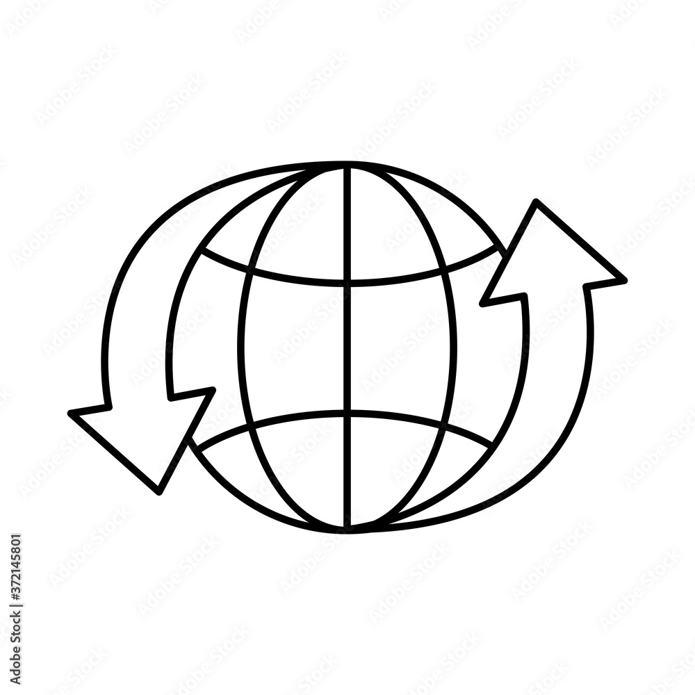 Poster sphere world planet with arrows around line style