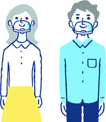 マウスシールドをしている男女2人
