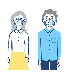 マウスシールドをしている男女2人
