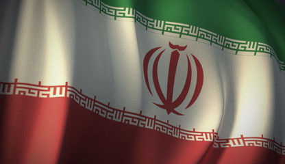 Flag of Iran. 3D rendering of flag background of Middle East countries. National Flag Series Illustration.