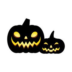 Halloween black pumpkins cartoons vector design