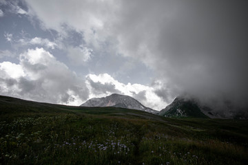 Summer landscapes of the Caucasus mountains in Russia