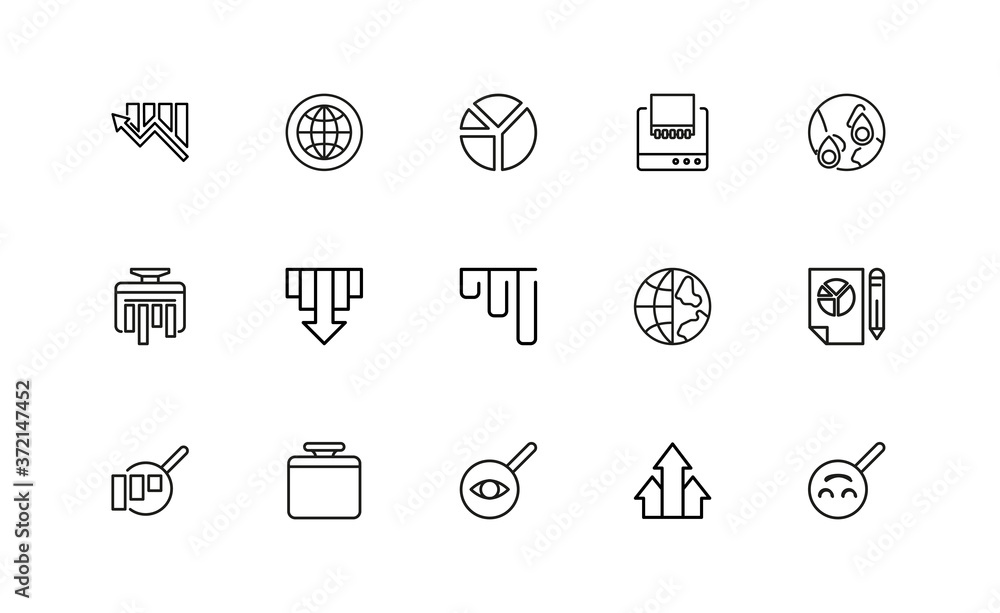 Poster simple set of big data related outline icons.