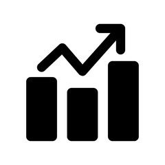 Business curve with bar graph icon