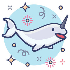  A cute baby narwhal fish in flat icon, sealife conceptual vector   © SmashingStocks