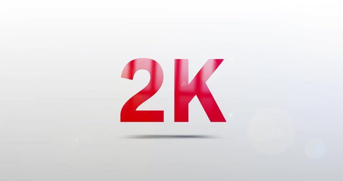 2K, 2000. Particle Logo. Text Animation. Red Logotype on white grey background. Rotation and Slide. High quality 4k footage
