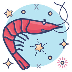 Flat design of shrimp icon, seafood vector 