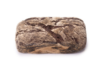 Brown bread isolated on white background.