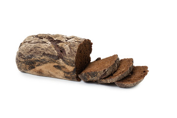 Brown bread isolated on white background.