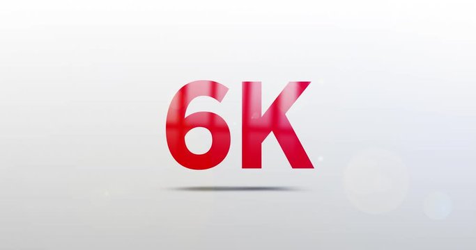 6k, 6000. Particle Logo. Text Animation. Red Logotype on white grey background. Rotation and Slide. High quality 4k footage