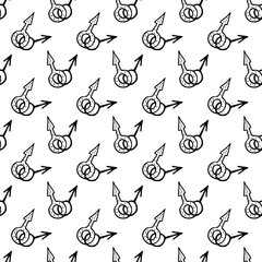 Seamless pattern with male gender symbols hand drawn outline doodle icon. Sex and love diversity concept. Symbol of LGBT. Background and texture for print, web, mobile and infographics