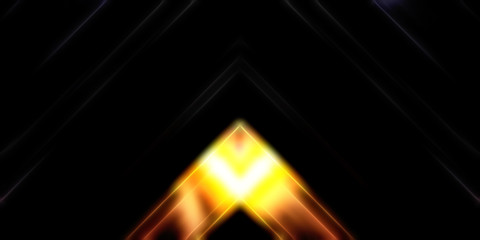 Abstract shining geometric lights background. Fractal symmetric graphic illustration. Intersecting glowing and shimmering bars.
