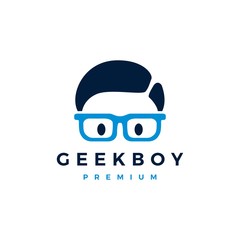 geek boy logo vector icon illustration