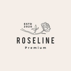 rose line hipster vintage logo vector icon illustration