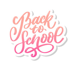 Fototapeta na wymiar Welcome back to school hand brush lettering, on notepad crumpled paper background, with black thick backdrop. Vector illustration.