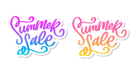 Trendy floral vector template. Summer flowers and Summer sale lettering illustration.