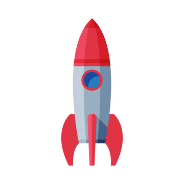 Rocket Baby Toy, Cute Colorful Plastic Plaything for Toddler Kids Flat Vector Illustration