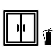 Fire extinguisher in door icon