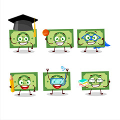 School student of money cartoon character with various expressions