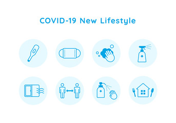 新型コロナウイルス　対策　新しい生活様式　アイコン