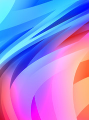 Abstract background with colorful gradient. Vibrant graphic wallpaper with stripes design. Fluid 2D illustration of modern movement.