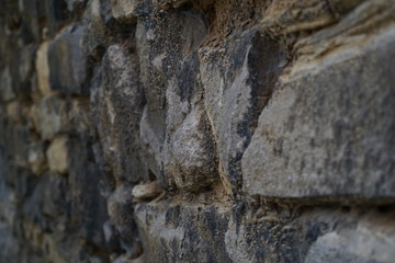 old decaying stone wall in the city