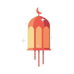 Isolated orange ramadan lantern with moon vector design