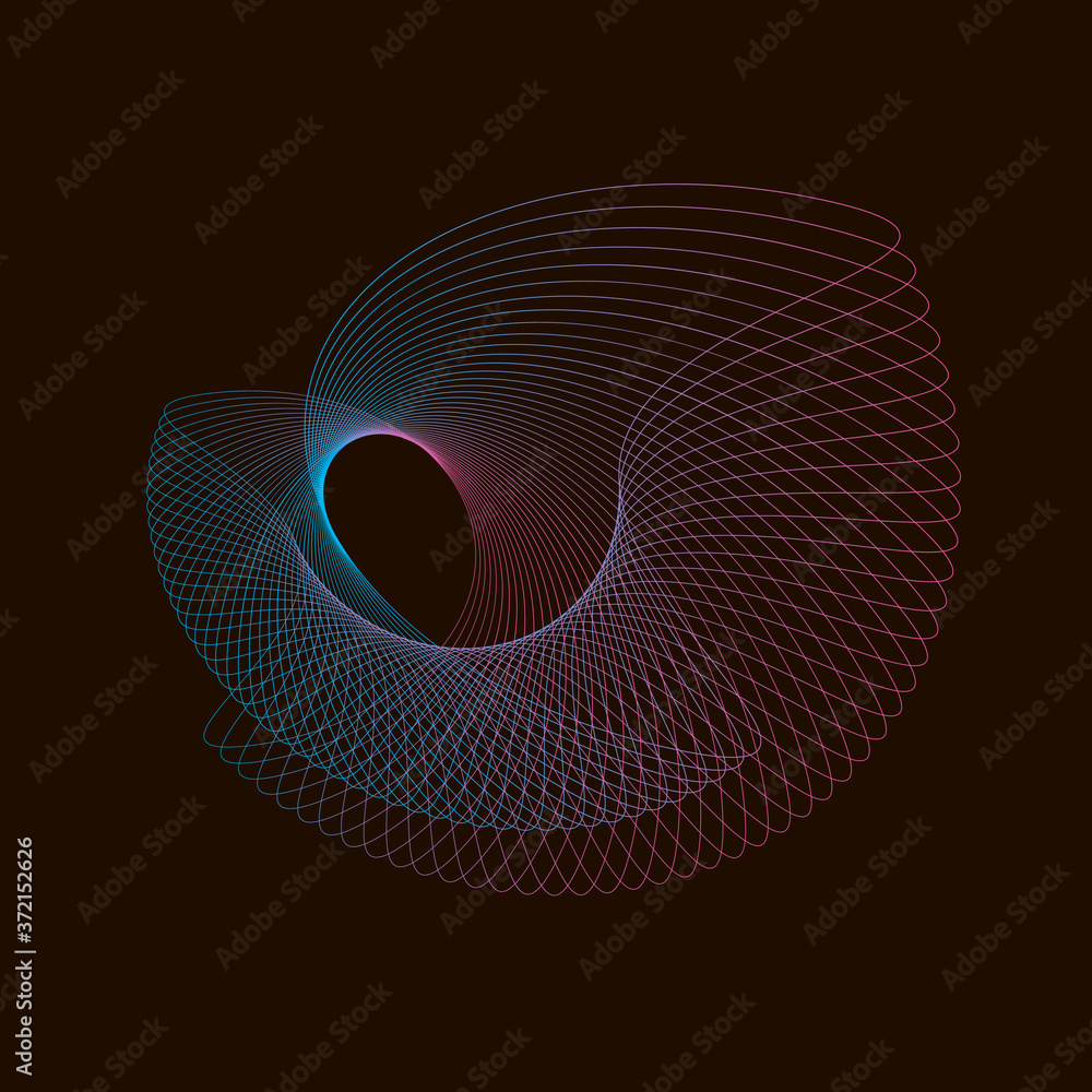 Wall mural spirograph abstract element on a black background.
