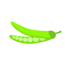 Green peas on a white background. Vegetable. Illustration.