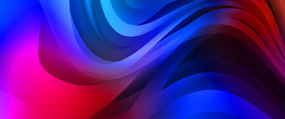 Abstract background with colorful gradient. Vibrant graphic wallpaper with stripes design. Fluid 2D illustration of modern movement.