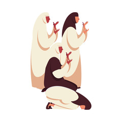 muslim women praying vector design