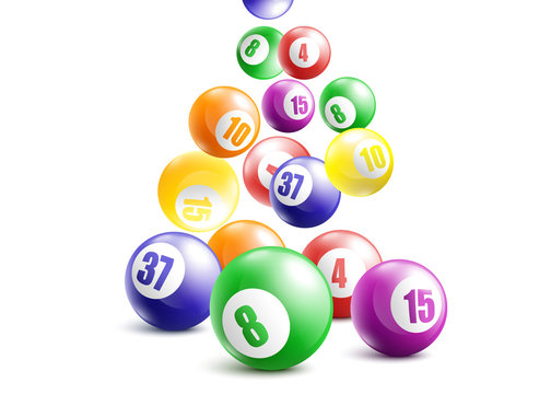 Mockup of bingo lottery or billiard balls realistic vector illustration isolated.