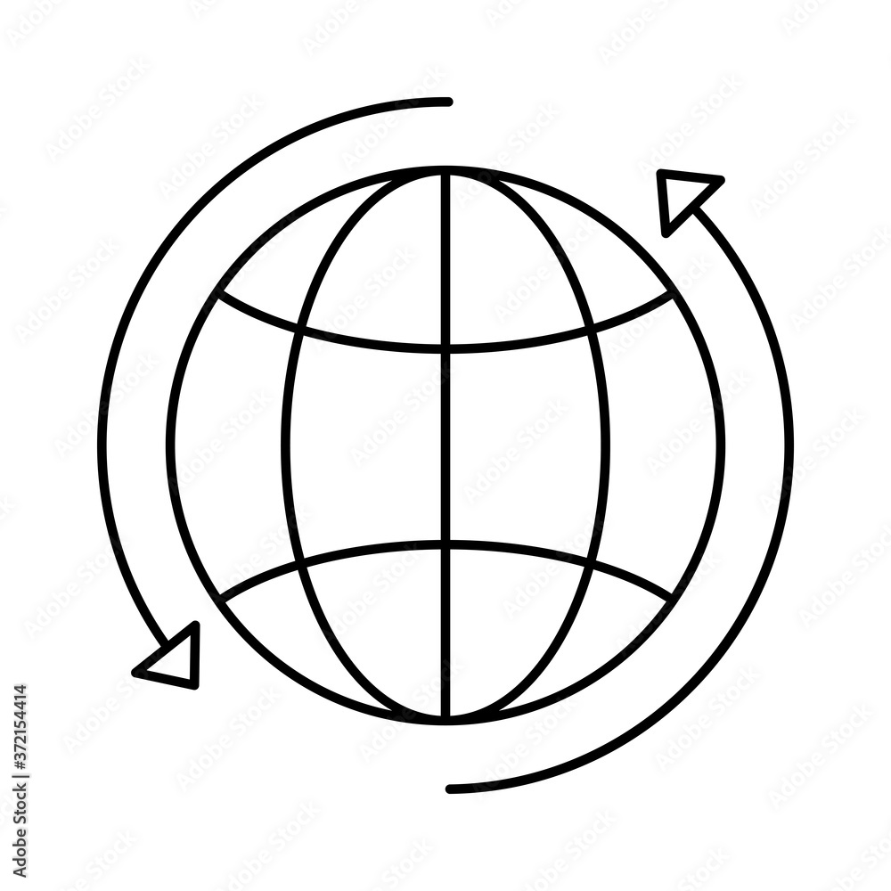 Poster sphere world planet with arrows around line style icon