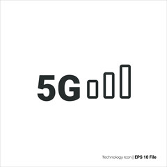5g bars signal icon. 5g bars icon with vector design. isolated on white background