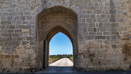Fototapeta na wymiar Die alte Stadtmauer von Aigues-Martes, Occitanien, Frankreich