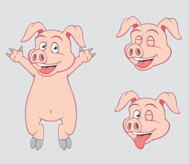 Cheerful cute pig