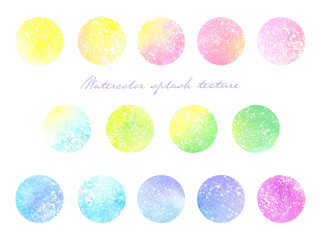 パステルカラーの水彩スプラッシュテクスチャーアイコン　円型